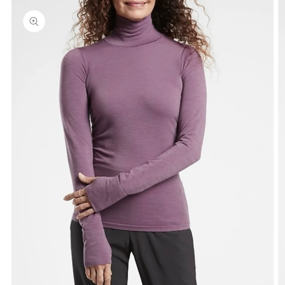 ATHLETA  Foresthill Ascent Turtleneck Top Long Sleeve Purple SMALL NWT